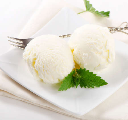 ice cream on a plateの写真素材