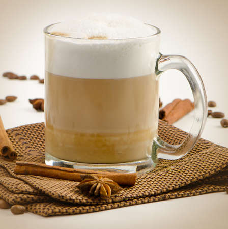 cup of coffee with spicesの写真素材