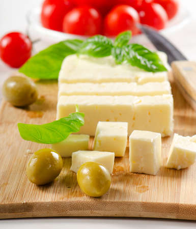Feta cheese .Selective focusの写真素材