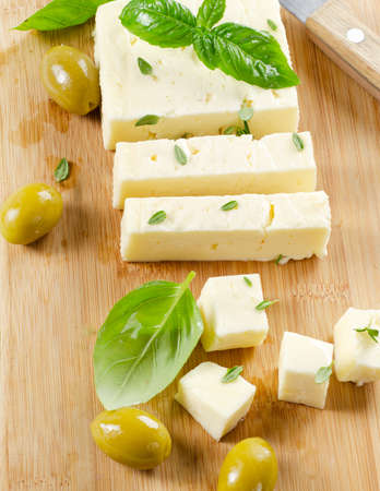 Feta cheese .Selective focusの写真素材
