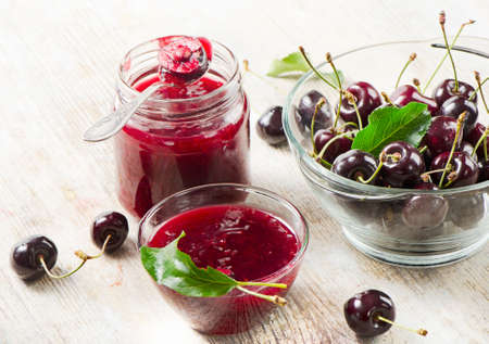 Cheery jam .Selective focusの写真素材