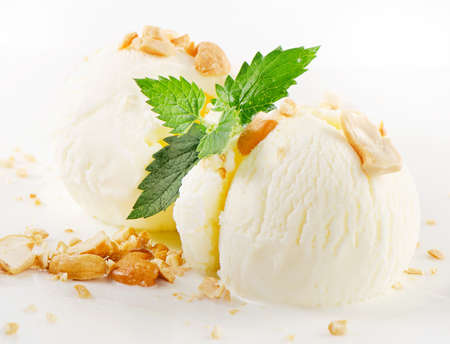 Scoop of vanilla ice cream. selective focusの写真素材