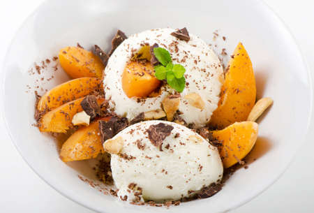 Ice cream with fruits. Selective focusの写真素材