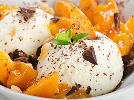 Ice cream with fruits. Selective focusの写真素材