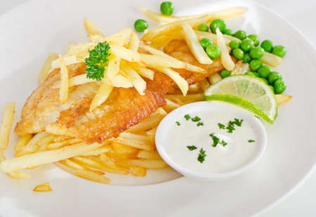 fish and chips. Selective focusの写真素材