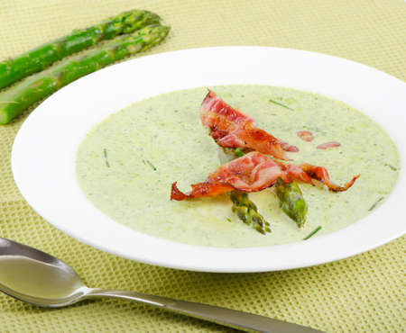 Creamy soup with asparagus . Selective focusの写真素材