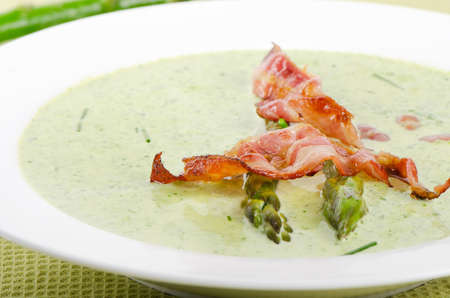 Creamy soup with asparagus   Selective focusの写真素材