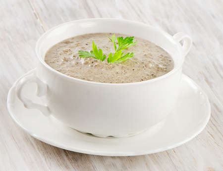 Creamy mushroom soup. Selective focusの写真素材