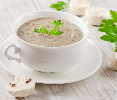 Creamy mushroom soup. Selective focusの写真素材