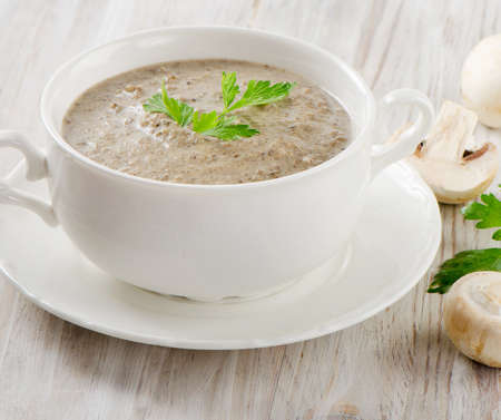 Creamy mushroom soup. Selective focusの写真素材