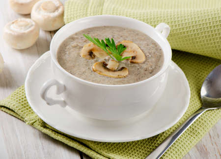 Creamy mushroom soup. Selective focusの写真素材