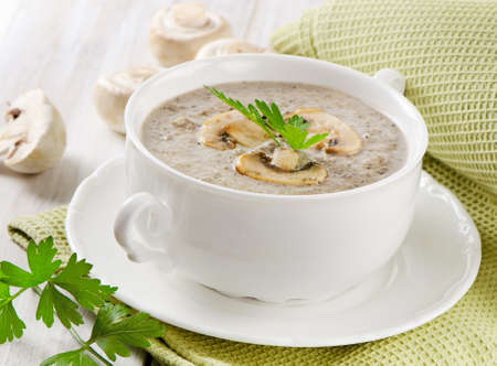 Creamy mushroom soup. Selective focusの写真素材