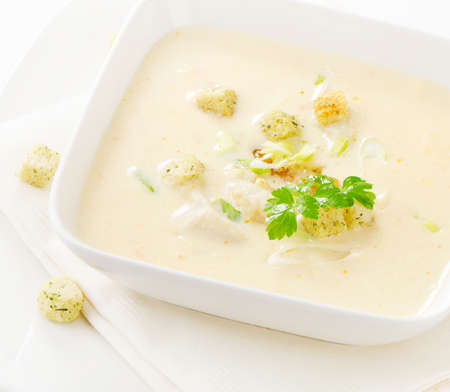 Delicious creamy vegetable soupの写真素材