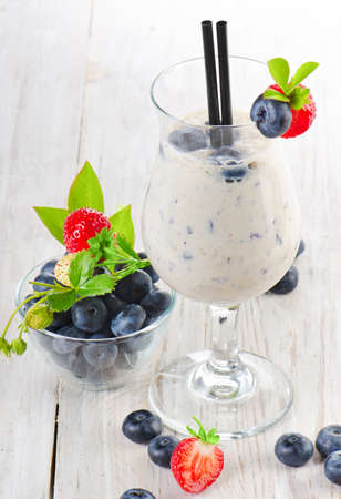 Blueberry smoothie. Selective focusの写真素材