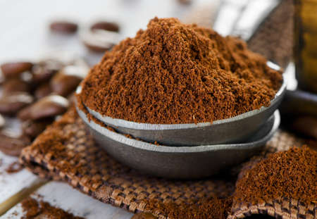 Ground coffee Selective focusの写真素材