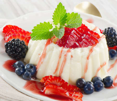 Dessert with fresh berries .Selective focusの写真素材