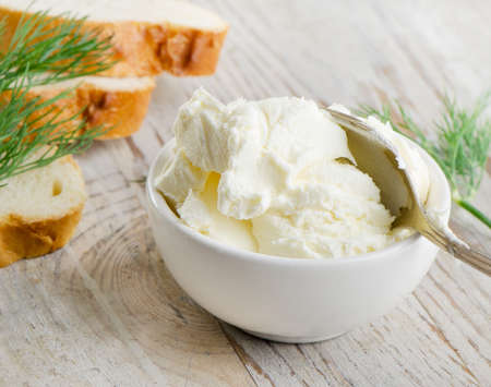 fresh cream cheese. selective focusの写真素材