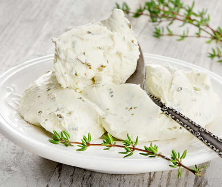 fresh cream cheese. selective focusの写真素材