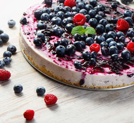 cheese cake  on wooden table. Selective focusの写真素材