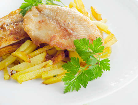 Fish and chips . Selective focusの写真素材