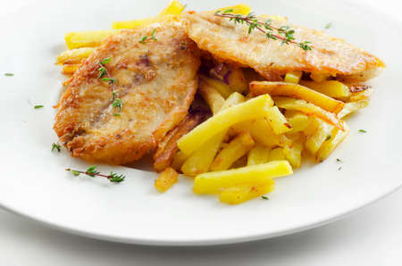 Fish and chips . Selective focusの写真素材