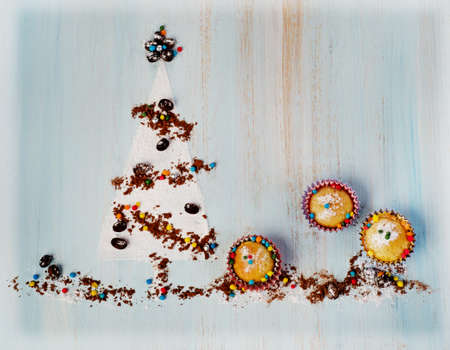 Christmas cupcakesの写真素材