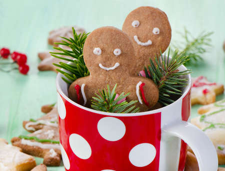 Homemade gingerbread men  Selective focusの写真素材