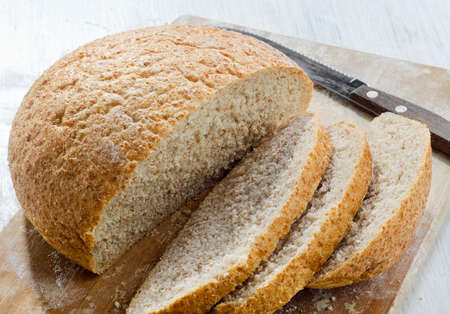 Traditional bread on wooden tableの写真素材