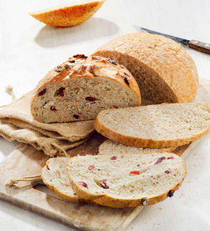 Bread on wooden tableの写真素材