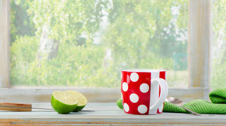 Cup of tea with limeの写真素材