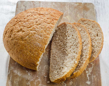 Traditional bread on wooden tableの写真素材