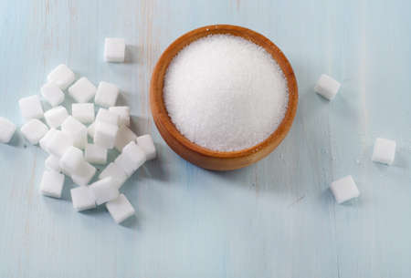 Sugar on wooden tableの写真素材