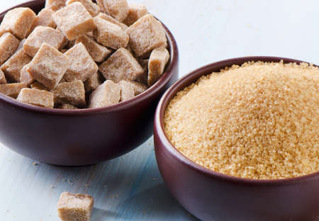 Brown Sugar on a wooden table. Selective focusの写真素材