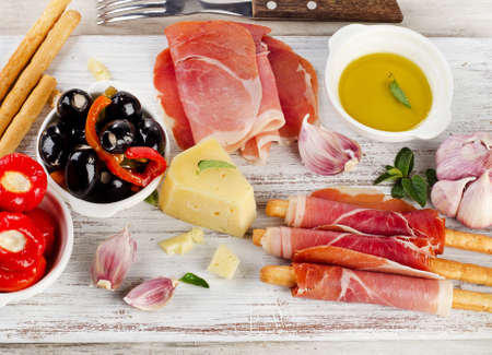 italian appetizer - Mixed Antipasto . Selective focusの写真素材