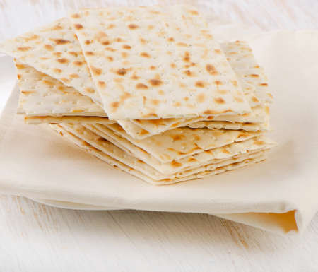 matzoh - jewish passover bread on a wooden table. Selective focusの写真素材