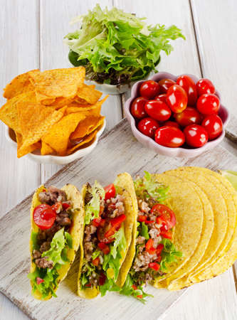 Mexican food on a wooden table. Selective focusの写真素材