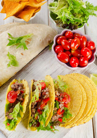 Mexican food on a wooden table. Selective focusの写真素材