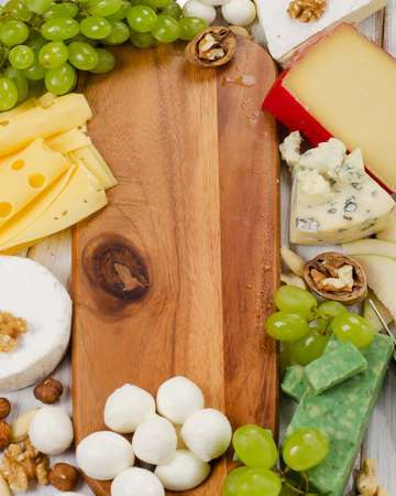 various types of  Cheese with nuts and fruits. Selective focusの写真素材