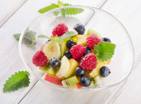 bowl of  fresh healthy fruit salad. Selective focusの写真素材