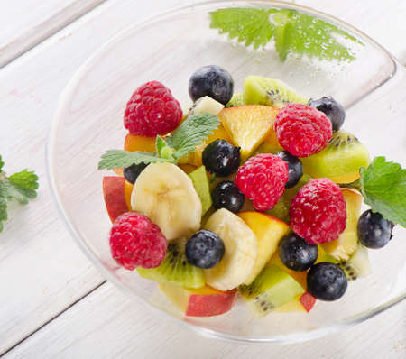 bowl of  fresh healthy fruit salad. Selective focusの写真素材