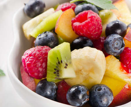 bowl of  fresh healthy fruit salad. Selective focusの写真素材