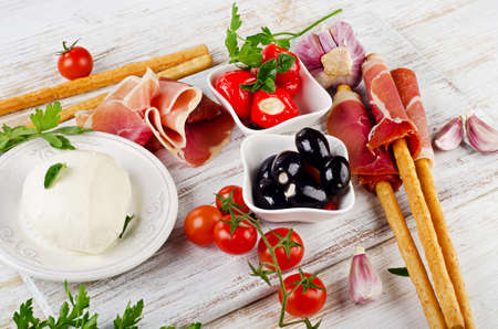 italian appetizer - Mixed Antipasto . Selective focusの写真素材