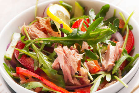Fresh tuna  salad with vegetebles. Selective focusの写真素材