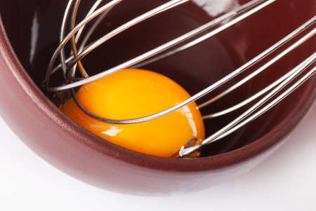 broken egg in bowl. Selective focus