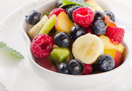 bowl of  fresh healthy fruit salad. Selective focusの写真素材
