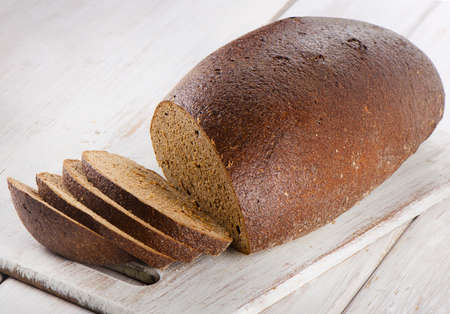 Bread on a cutting boardの写真素材