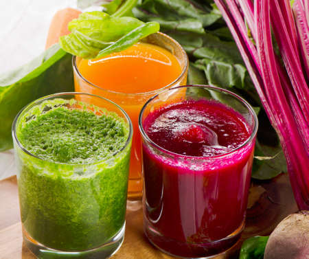 Healthy vegetable smoothie and juiceの写真素材