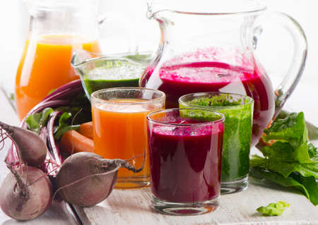 Healthy vegetable smoothie and juiceの写真素材