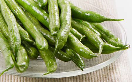 Green beans isolated on a white backgroundの写真素材