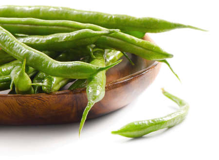 Green beans isolated on a white backgroundの写真素材